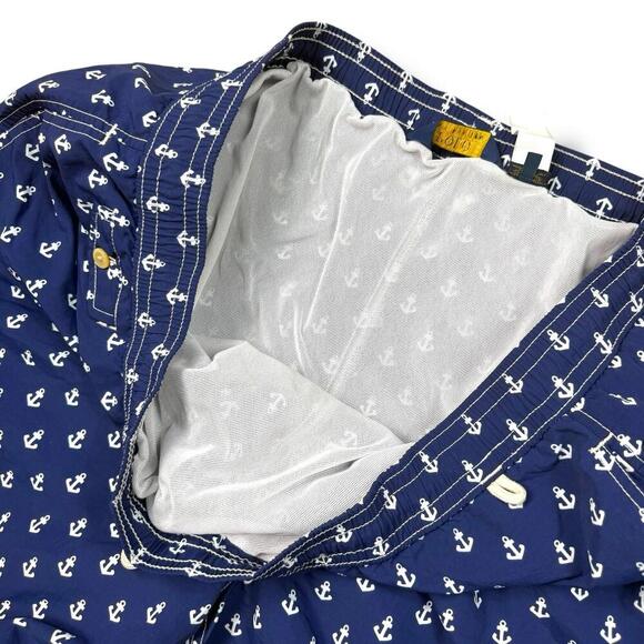 Polo Ralph Lauren Anchor Print Swim Trunks Sz 3XB Big Navy Blue Nautical Shorts - Picture 9 of 11